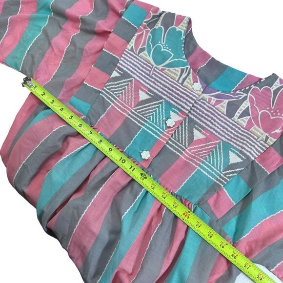 Vintage Sears At Home Wear Pastel Pink Gray Blue Floral Muumuu Dress - Picture 9 of 14